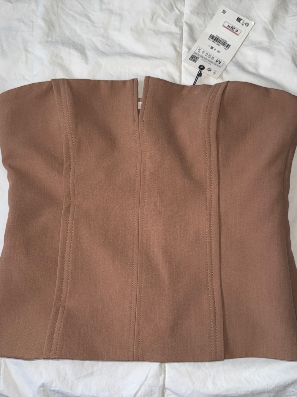 Zara Strapless Bustier Dress in Warm Taupe